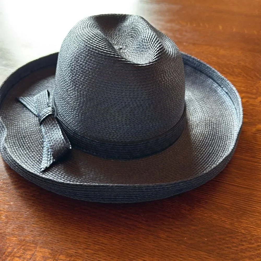 Vintage Don Anderson Blue Straw Fedora Sun Hat Women’s Size Small - Picture 2 of 13